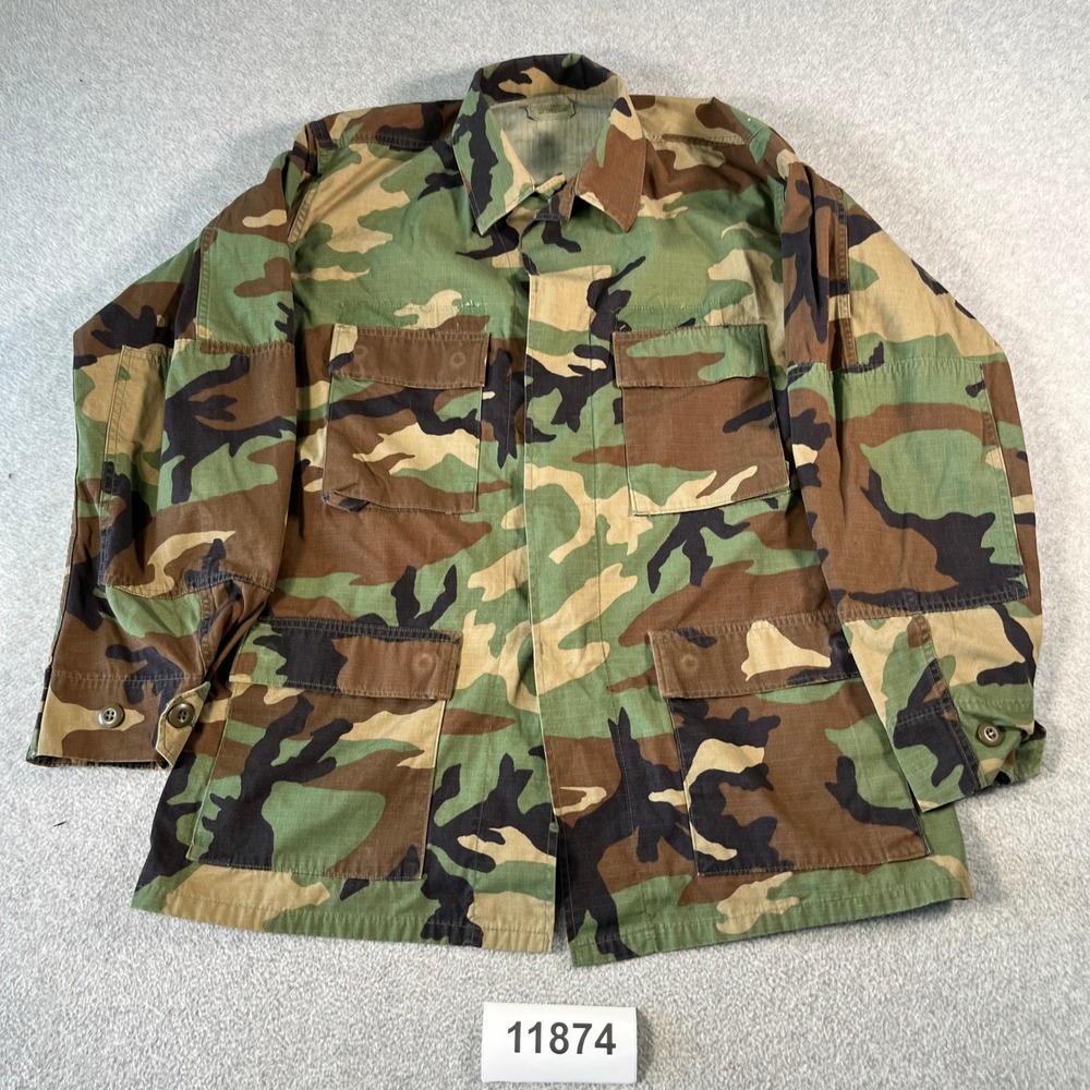 Vintage 1996 US Military Woodland Camo Combat Coat BDU Jacket Medium Regular
